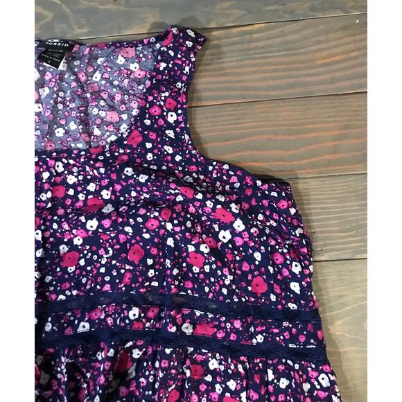 Torrid dressy pink floral flowy tank top women's plus size 1  14/16 1x - Picture 3 of 6